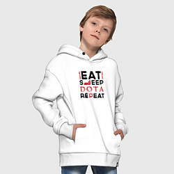 Толстовка оверсайз детская Надпись: Eat Sleep Dota Repeat, цвет: белый — фото 2