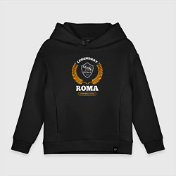 Толстовка оверсайз детская Лого Roma и надпись Legendary Football Club, цвет: черный