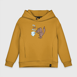Толстовка оверсайз детская Большой злой волк из сказки Три Поросенка, цвет: горчичный