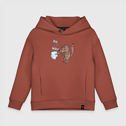 Толстовка оверсайз детская Большой злой волк из сказки Три Поросенка, цвет: кирпичный