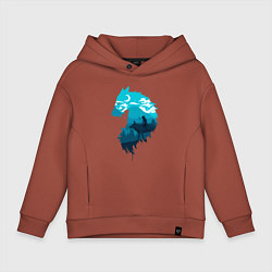 Толстовка оверсайз детская Принцесса Мононоке волчий силуэт, цвет: кирпичный