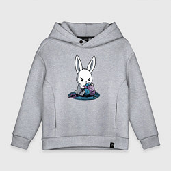 Толстовка оверсайз детская Зайчонок обнял клубки The bunny hugged the balls, цвет: меланж