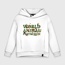 Толстовка оверсайз детская WORLD ANIMAL PROTECTION, цвет: белый