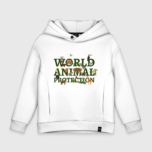 Детское худи оверсайз WORLD ANIMAL PROTECTION / Белый – фото 1