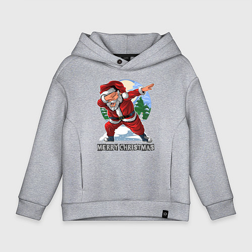 Детское худи оверсайз NEW YEARS SANTA CLAUS DANCING / Меланж – фото 1