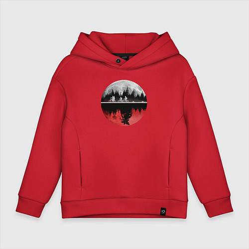 Детское худи оверсайз Stranger Things Moon / Красный – фото 1