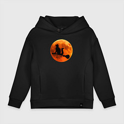 Толстовка оверсайз детская Halloween Cat, цвет: черный