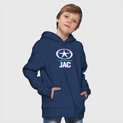 Толстовка оверсайз детская Значок JAC в стиле Glitch, цвет: тёмно-синий — фото 2