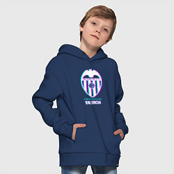 Толстовка оверсайз детская Valencia FC в стиле Glitch, цвет: тёмно-синий — фото 2