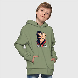 Толстовка оверсайз детская Бумажный дом La casa de papel, цвет: авокадо — фото 2