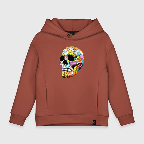 Детское худи оверсайз Art cool skull / Кирпичный – фото 1