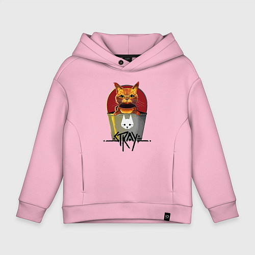 Детское худи оверсайз Stray - Cat / Светло-розовый – фото 1