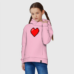 Толстовка оверсайз детская Пиксельное сердце-здоровье - Красный, цвет: светло-розовый — фото 2