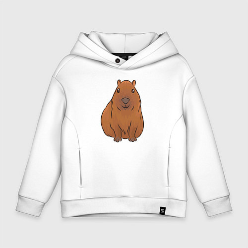 Детское худи оверсайз Капибара сидит и радуется / Белый – фото 1