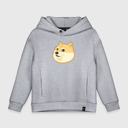 Детское худи оверсайз Пёс Доге крупным планом / Меланж – фото 1