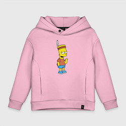 Толстовка оверсайз детская Барт Симпсон - индеец, цвет: светло-розовый