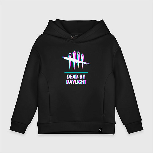 Детское худи оверсайз Dead by Daylight в стиле glitch и баги графики / Черный – фото 1