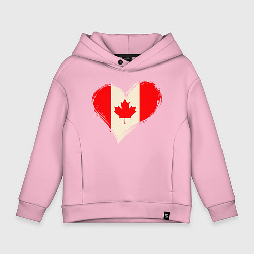 Детское худи оверсайз Сердце - Канада / Светло-розовый – фото 1
