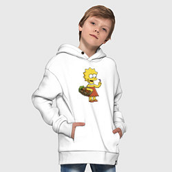 Толстовка оверсайз детская Lisa Simpson с гусеницей на даче, цвет: белый — фото 2