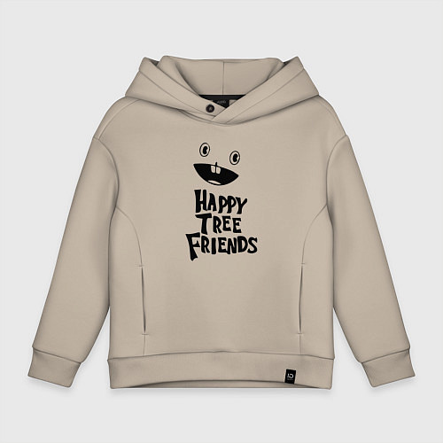 Детское худи оверсайз Happy Three Friends - LOGO / Миндальный – фото 1