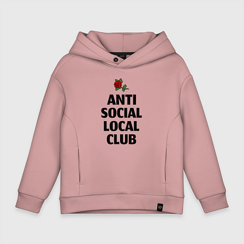 Детское худи оверсайз Anti social local club / Пыльно-розовый – фото 1