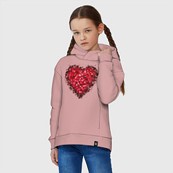 Толстовка оверсайз детская Сердце из множества сердец, цвет: пыльно-розовый — фото 2