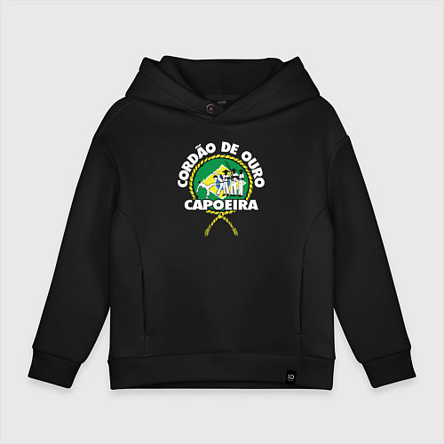 Детское худи оверсайз Capoeira - Cordao de ouro flag of Brazil / Черный – фото 1