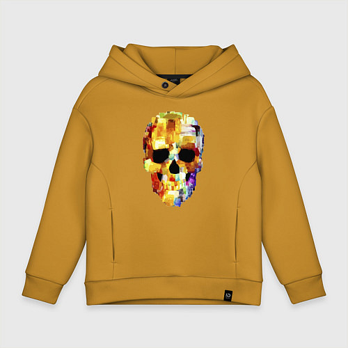 Детское худи оверсайз Color skull - sketch / Горчичный – фото 1