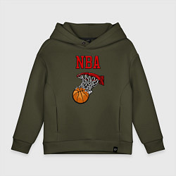 Толстовка оверсайз детская Basketball - NBA logo, цвет: хаки