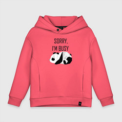 Толстовка оверсайз детская Извини я занят - панда, цвет: коралловый