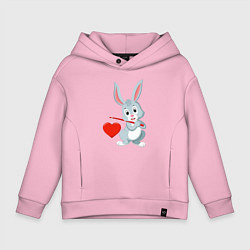 Толстовка оверсайз детская Влюблённый кролик, цвет: светло-розовый