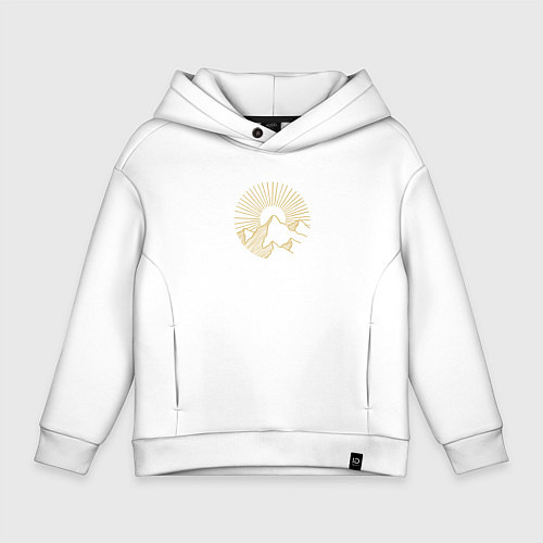 Детское худи оверсайз Горы и солнце в круге / Белый – фото 1