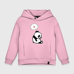 Толстовка оверсайз детская Панда о разбитом сердце, цвет: светло-розовый