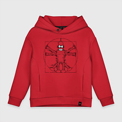 Толстовка оверсайз детская Vitruvian Bender, цвет: красный