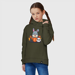 Толстовка оверсайз детская Rabbit halloween, цвет: хаки — фото 2