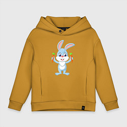 Толстовка оверсайз детская Кролик с морковками, цвет: горчичный