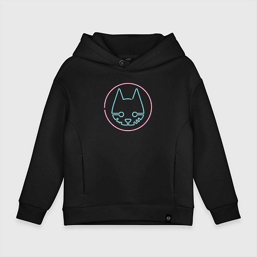 Детское худи оверсайз Stray logo neon / Черный – фото 1