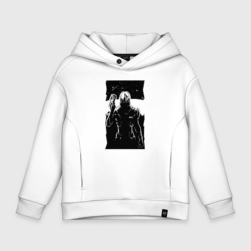 Детское худи оверсайз Mass Effect N7 - Warrior / Белый – фото 1