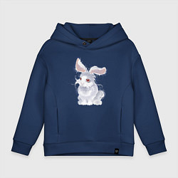 Толстовка оверсайз детская Пушистый кролик, цвет: тёмно-синий