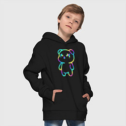 Толстовка оверсайз детская Cool neon bear, цвет: черный — фото 2