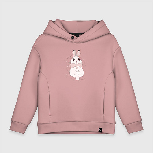 Детское худи оверсайз Cute white rabbit / Пыльно-розовый – фото 1