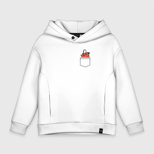 Детское худи оверсайз Пачита в кармашке - Человек бензопила / Белый – фото 1