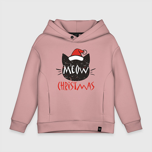 Детское худи оверсайз Meow - Christmas / Пыльно-розовый – фото 1