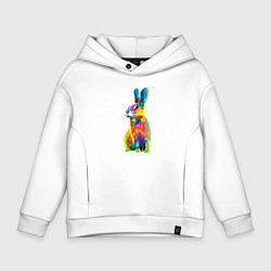 Толстовка оверсайз детская Кролик в стиле поп-арт, цвет: белый
