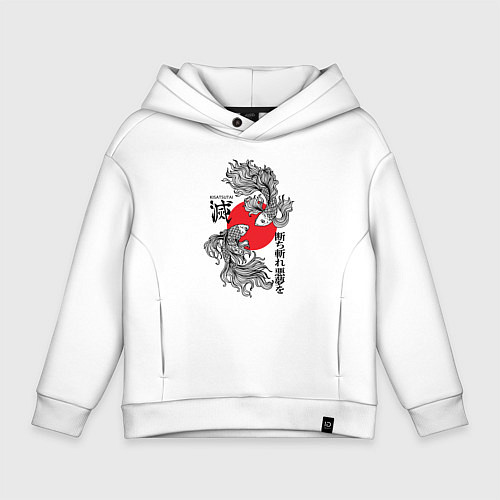 Детское худи оверсайз Кисацутай - истребитель демонов / Белый – фото 1