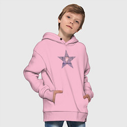 Толстовка оверсайз детская BTS JUNGKOOK портрет в звезде, цвет: светло-розовый — фото 2