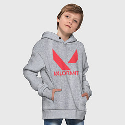 Толстовка оверсайз детская Valorant - logo, цвет: меланж — фото 2