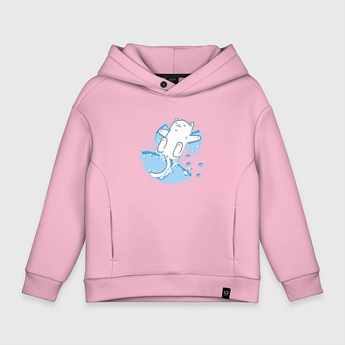 Детское худи оверсайз Снежный котоик / Светло-розовый – фото 1