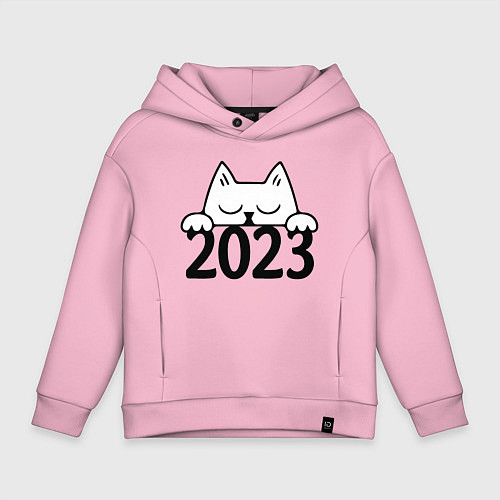 Детское худи оверсайз Cat 2023 / Светло-розовый – фото 1