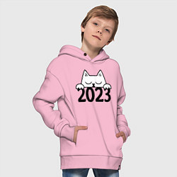 Толстовка оверсайз детская Cat 2023, цвет: светло-розовый — фото 2